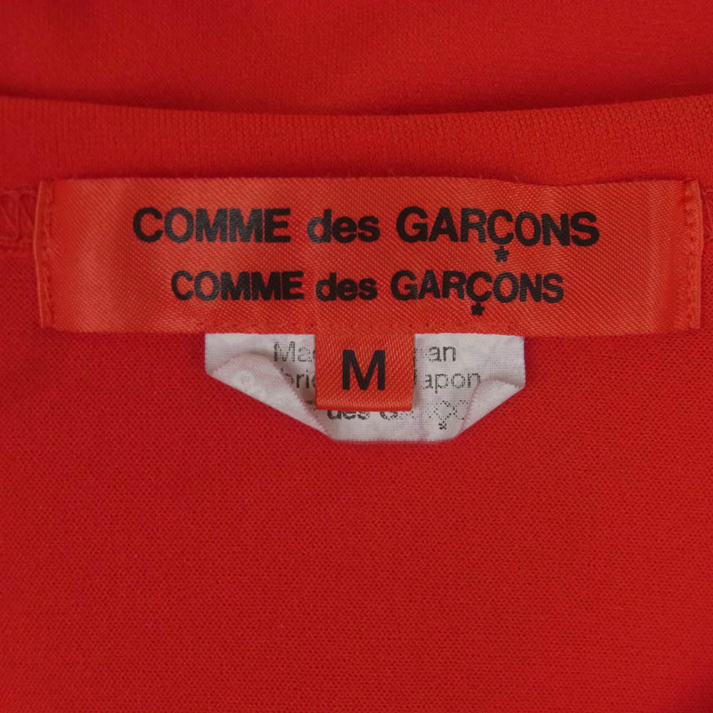 COMME des GARCONS コムデギャルソン 14AW RN-T008 コムコム ポリエステル フリル クルーネック カットソー カーディガン レッド系 M【中古】