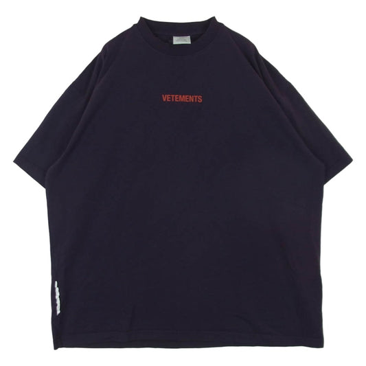 VETEMENTS ヴェトモン UE52TR120L LOGO LABEL T-SHIRT ロゴ ラベル Tシャツ 半袖 カットソー パープル系 M【中古】