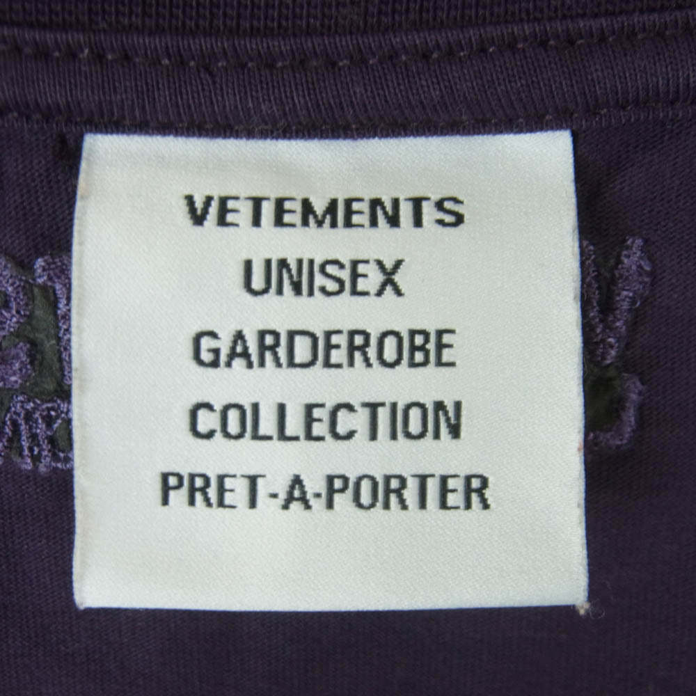 VETEMENTS ヴェトモン UE52TR120L LOGO LABEL T-SHIRT ロゴ ラベル Tシャツ 半袖 カットソー パープル系 M【中古】