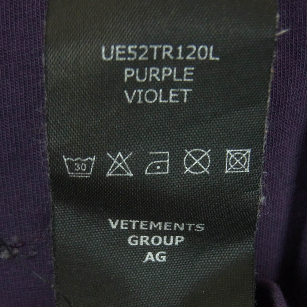 VETEMENTS ヴェトモン UE52TR120L LOGO LABEL T-SHIRT ロゴ ラベル Tシャツ 半袖 カットソー パープル系 M【中古】