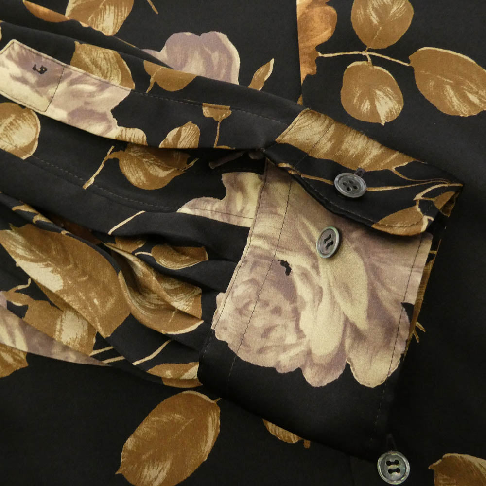 JUNYA WATANABE COMME des GARCONS ジュンヤワタナベコムデギャルソン JB-B010 AD2018 花柄 サイドプリーツ エステル フラワー プリント シャツ ブラウス ダークブラウン系 ブラウン系 S【中古】