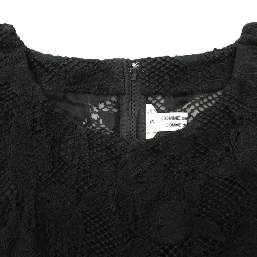 COMME des GARCONS コムデギャルソン RI-O018 AD2021 コムコム レース 切り替え ノースリーブ ワンピース ブラック系 S【中古】