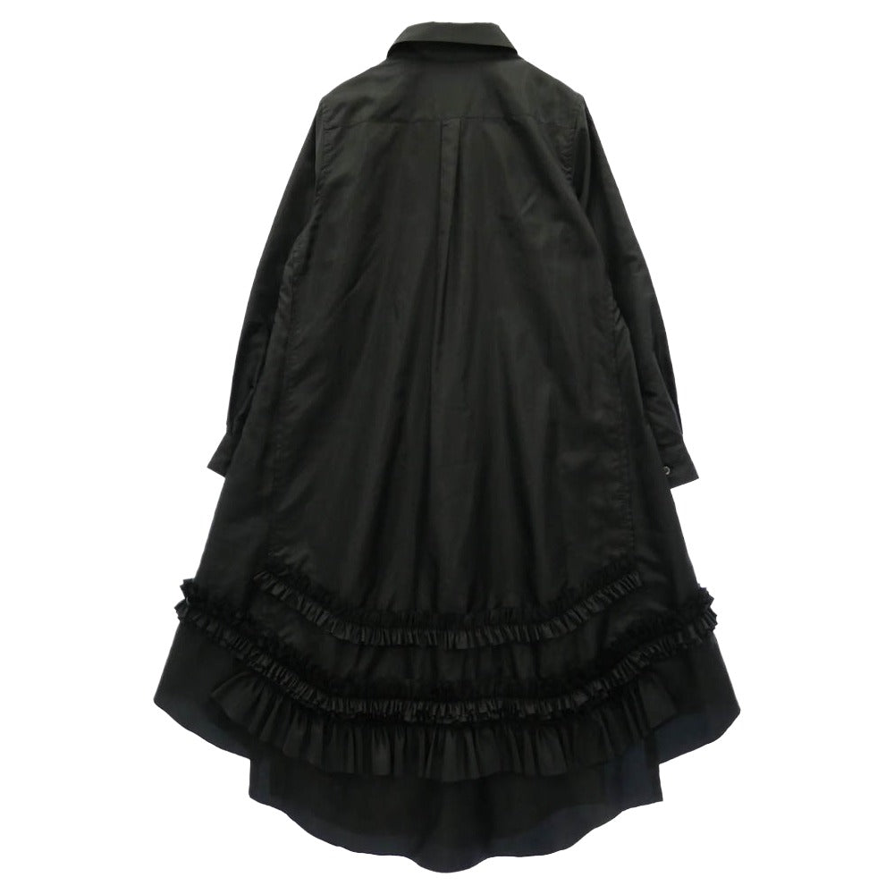 COMME des GARCONS コムデギャルソン 19AW GD-B017 本ライン 裾フリル ポリエステル ロング シャツ ワンピース ブラック系 M【中古】