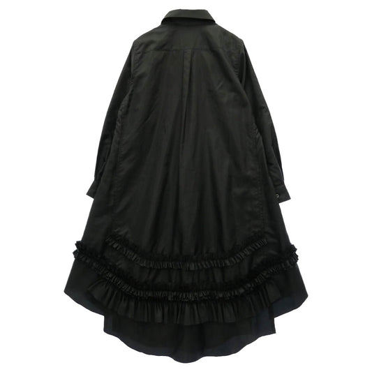 COMME des GARCONS コムデギャルソン 19AW GD-B017 本ライン 裾フリル ポリエステル ロング シャツ ワンピース ブラック系 M【中古】