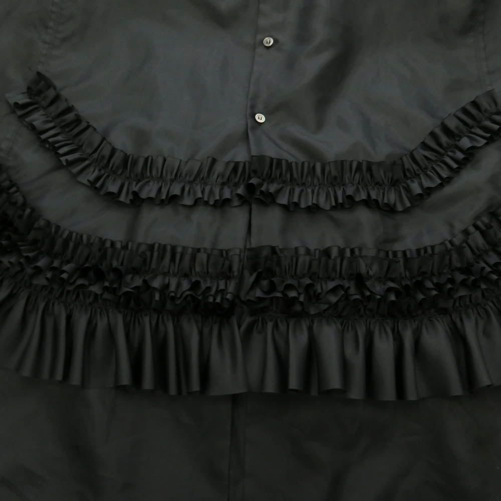 COMME des GARCONS コムデギャルソン 19AW GD-B017 本ライン 裾フリル ポリエステル ロング シャツ ワンピース ブラック系 M【中古】