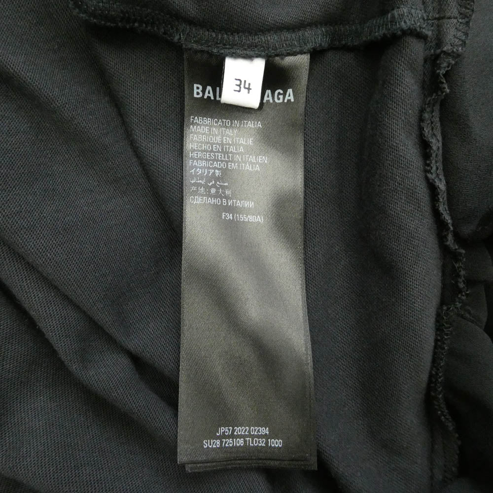 BALENCIAGA バレンシアガ 725106 TLO32 フリル プリーツ ドッキング 切り替え Tシャツ 半袖 ワンピース ブラック系 34【中古】