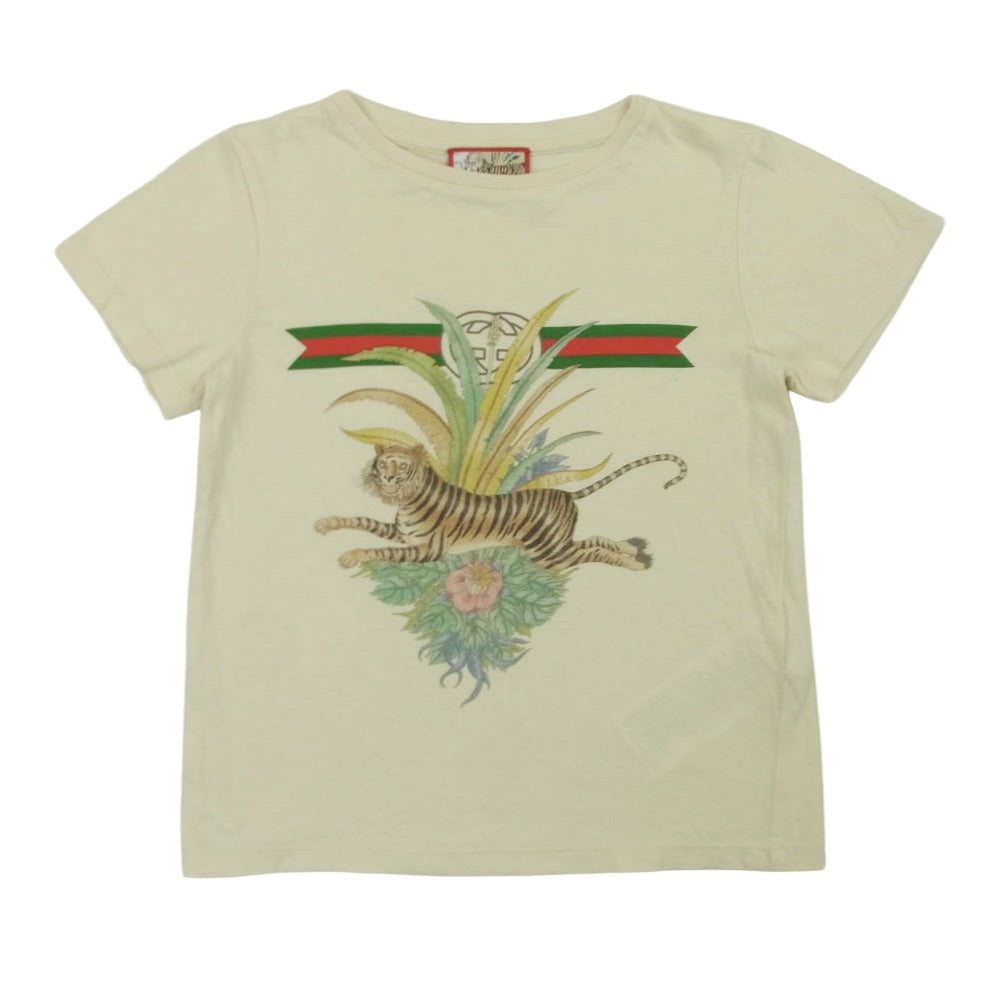 GUCCI グッチ 561651 XJD4M 虎 プリント 半袖 Tシャツ コットン イタリア製 ベージュ系 5 (110/60)【中古】