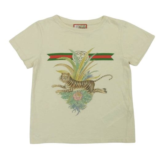 GUCCI グッチ 561651 XJD4M 虎 プリント 半袖 Tシャツ コットン イタリア製 ベージュ系 5 (110/60)【中古】