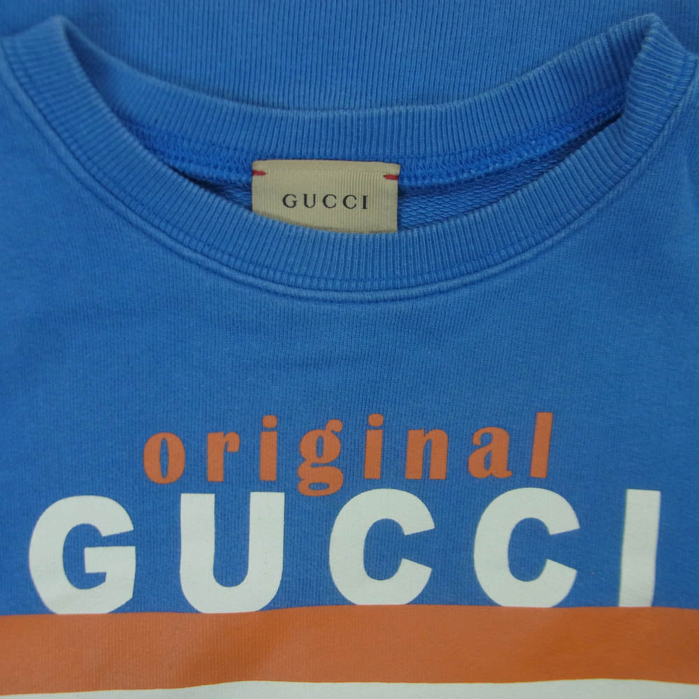 GUCCI グッチ 627964 XJC7C キッズ ロゴ プリント スウェット トレーナー コットン イタリア製 ブルー系 4 (110/56)【中古】
