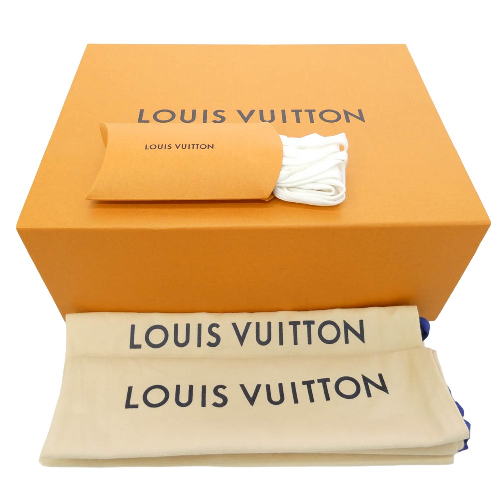 LOUIS VUITTON ルイ・ヴィトン LVトレイナーライン デニム モノグラム ロゴ ローカット スニーカー ブルー系 ホワイト系 6.5【中古】