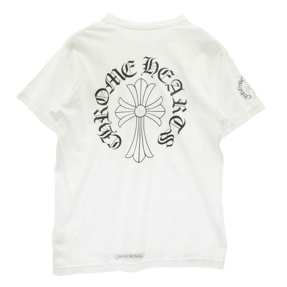 CHROME HEARTS クロムハーツ（原本無） Back Cross Neck Logo Tee バックCHクロス ネックロゴ ポケット 半袖 Tシャツ カットソー ホワイト系 M【中古】