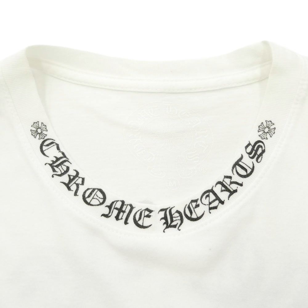 CHROME HEARTS クロムハーツ（原本無） Back Cross Neck Logo Tee バックCHクロス ネックロゴ ポケット 半袖 Tシャツ カットソー ホワイト系 M【中古】