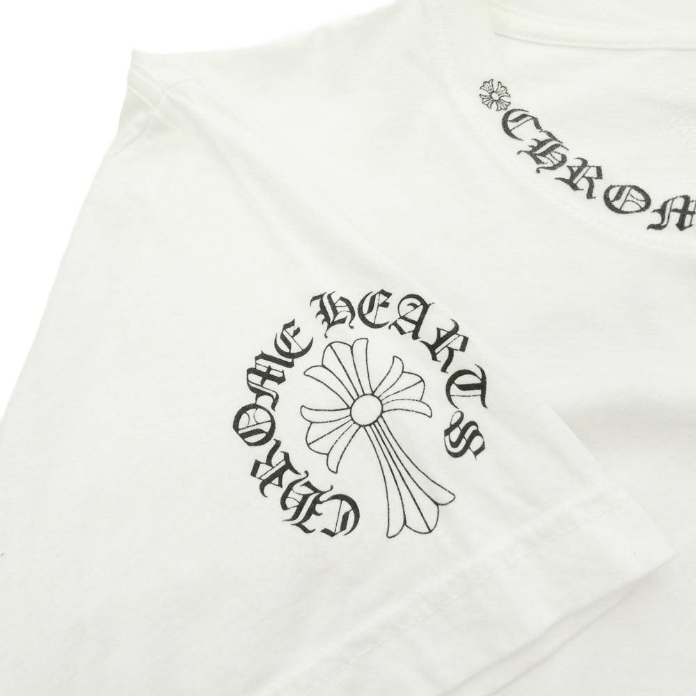 CHROME HEARTS クロムハーツ（原本無） Back Cross Neck Logo Tee バックCHクロス ネックロゴ ポケット 半袖 Tシャツ カットソー ホワイト系 M【中古】