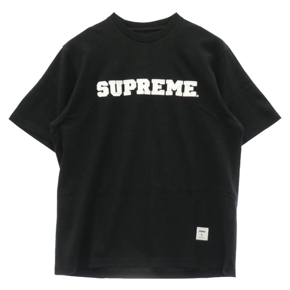 Supreme シュプリーム 25AW Collegiate Applique S/S Top カレッジ アップリケ 半袖 Tシャツ ブラック系 L【美品】【中古】