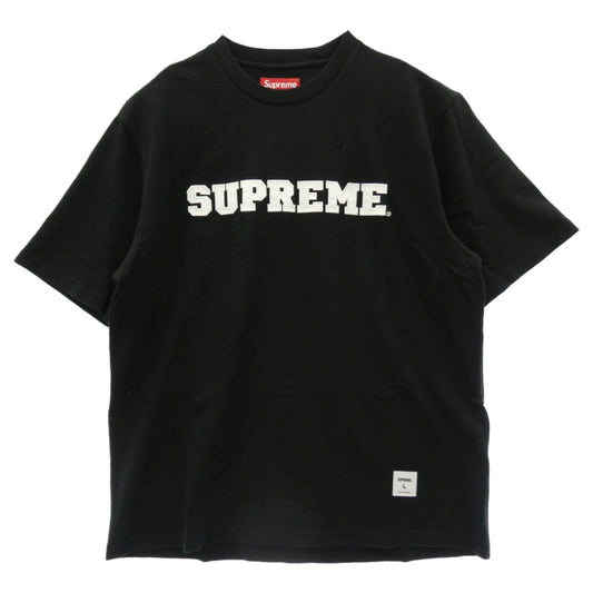 Supreme シュプリーム 25AW Collegiate Applique S/S Top カレッジ アップリケ 半袖 Tシャツ ブラック系 L【美品】【中古】
