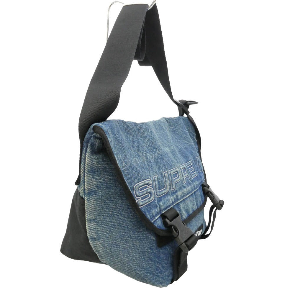 Supreme シュプリーム 25AW Denim Messenger Bag デニム メッセンジャー ショルダーバッグ インディゴブルー系 ブラック系【極上美品】【中古】