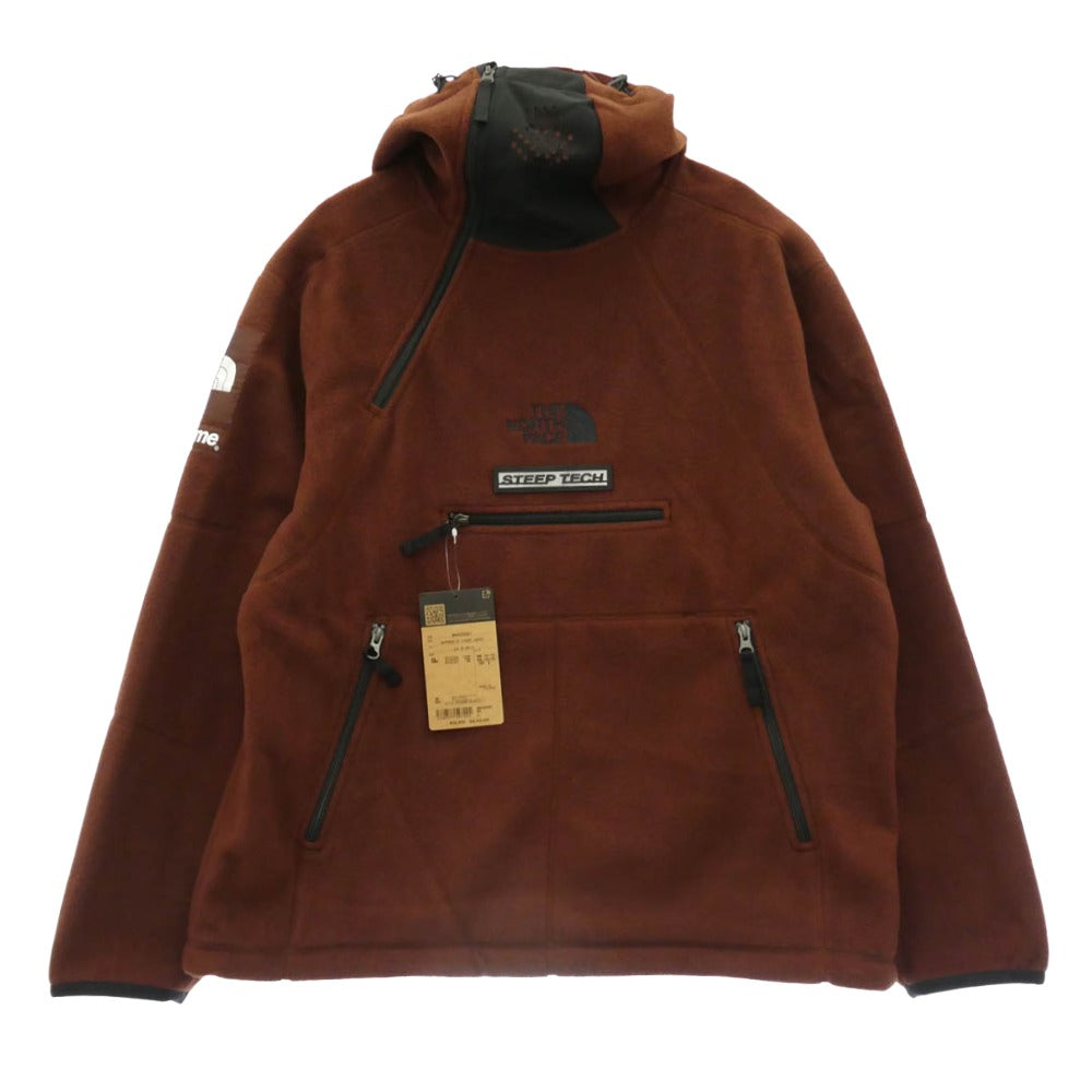 Supreme シュプリーム THE NORTH FACE ノースフェイス 22AW NA52208I × THE NORTH FACE ザノースフェイス Steep Tech Fleece Pullover スティープテック フリース プルオーバー フーデッド ジャケット ブラウン系 L【極上美品】【中古】