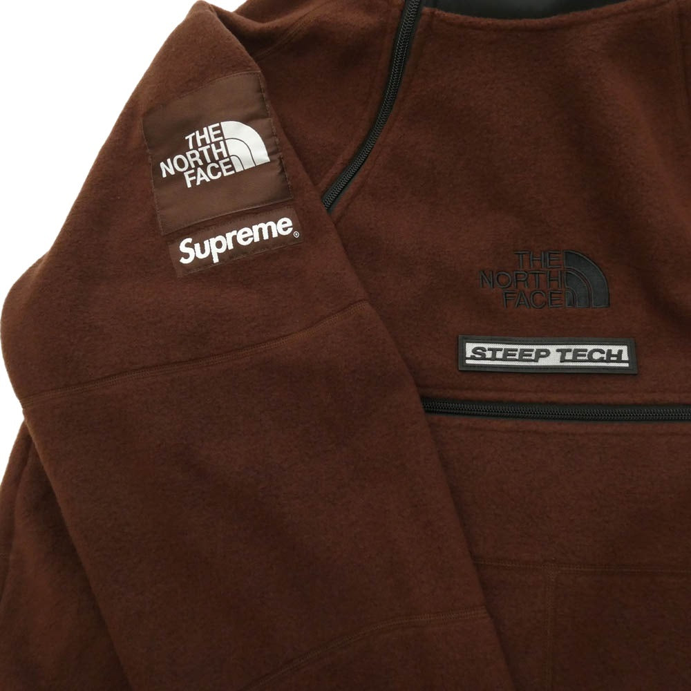 Supreme シュプリーム THE NORTH FACE ノースフェイス 22AW NA52208I × THE NORTH FACE ザノースフェイス Steep Tech Fleece Pullover スティープテック フリース プルオーバー フーデッド ジャケット ブラウン系 L【極上美品】【中古】