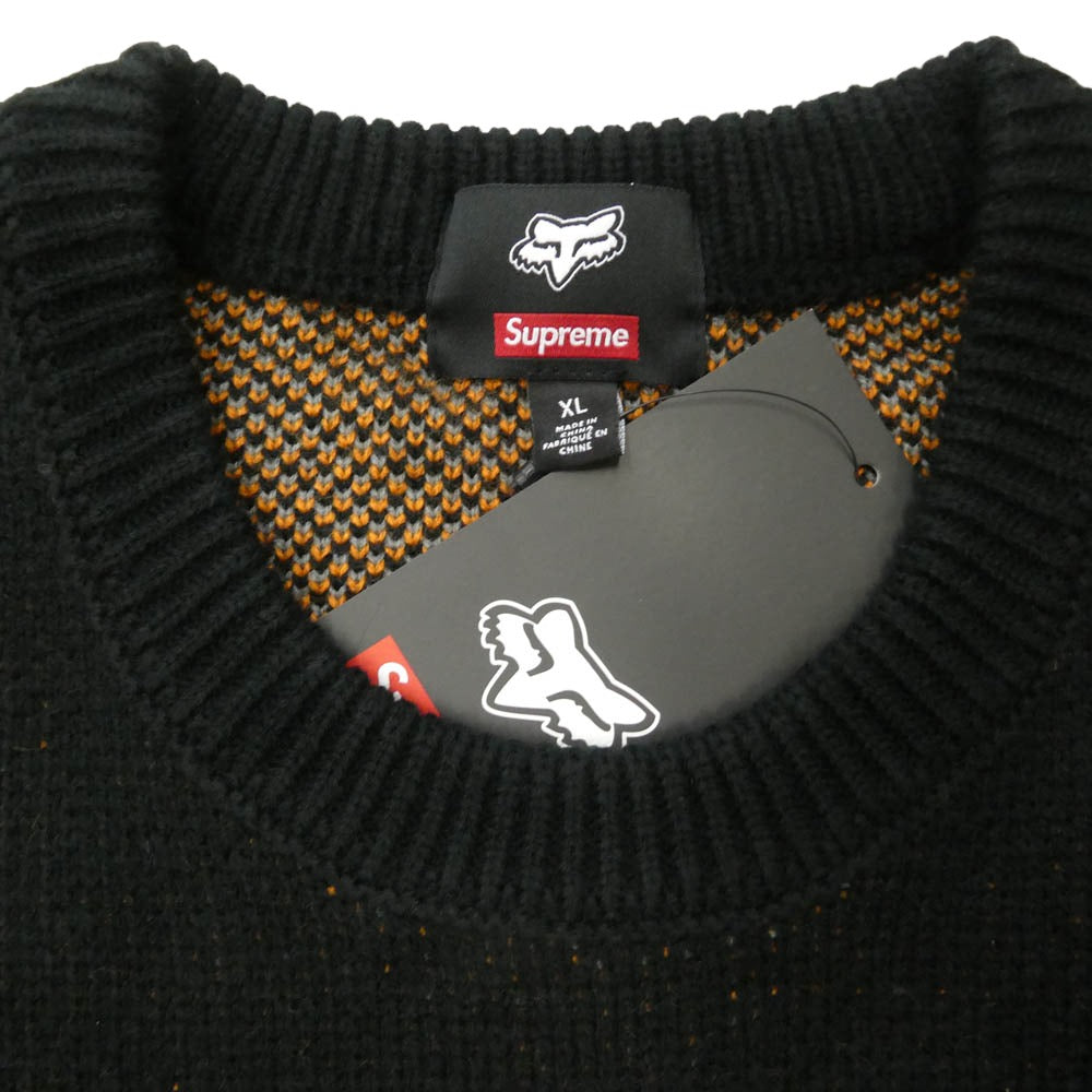 Supreme シュプリーム 25AW × Fox Racing フォックスレーシング Sweater クルーネック 長袖 セーター ニット ブラック系 XL【極上美品】【中古】