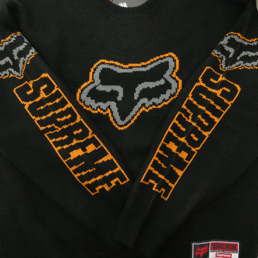 Supreme シュプリーム 25AW × Fox Racing フォックスレーシング Sweater クルーネック 長袖 セーター ニット ブラック系 XL【極上美品】【中古】