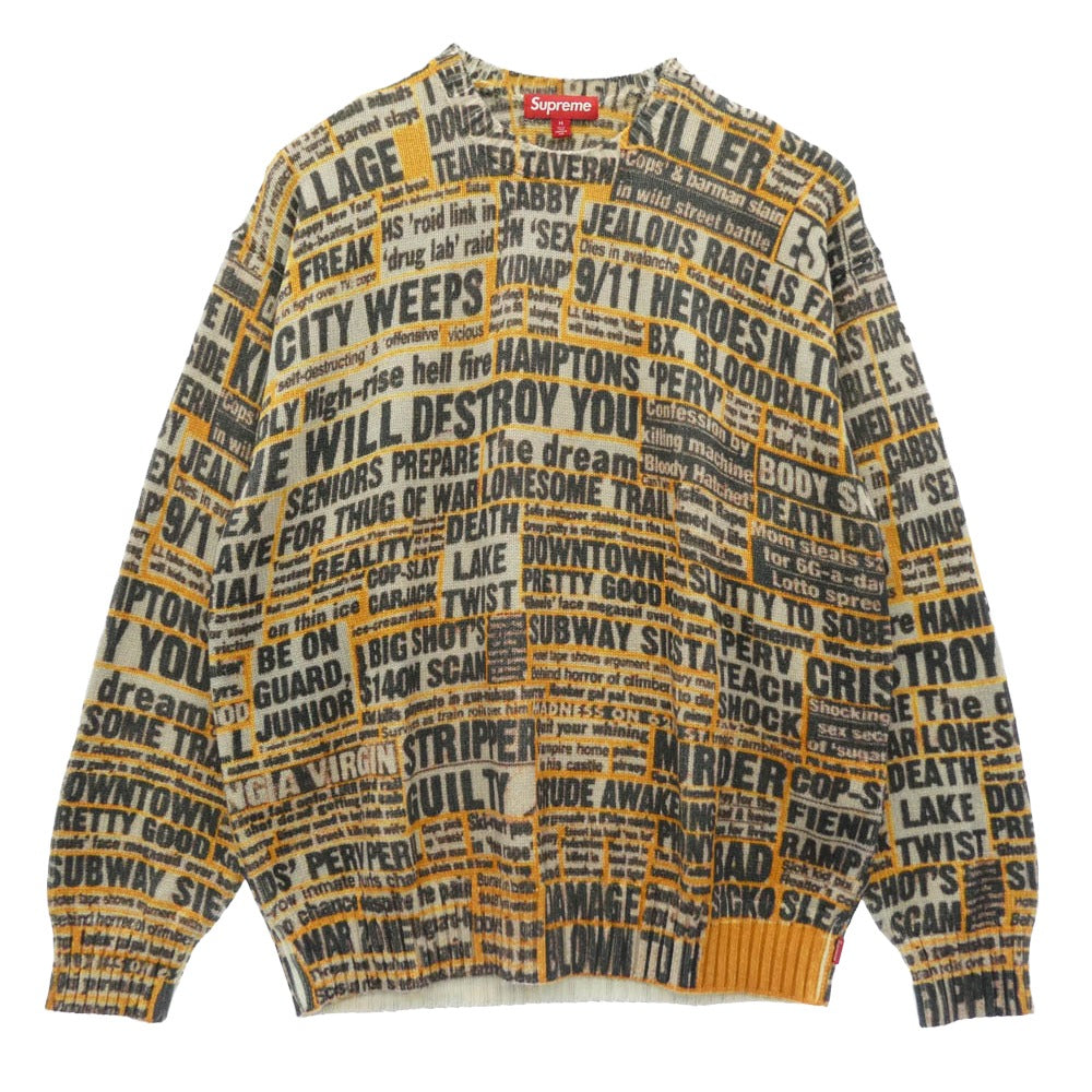 Supreme シュプリーム 25AW × Dash Snow Sweater ダッシュスノウ クルーネック 長袖 ニット セーター Mサイズ イエロー系 マルチカラー系 M【極上美品】【中古】