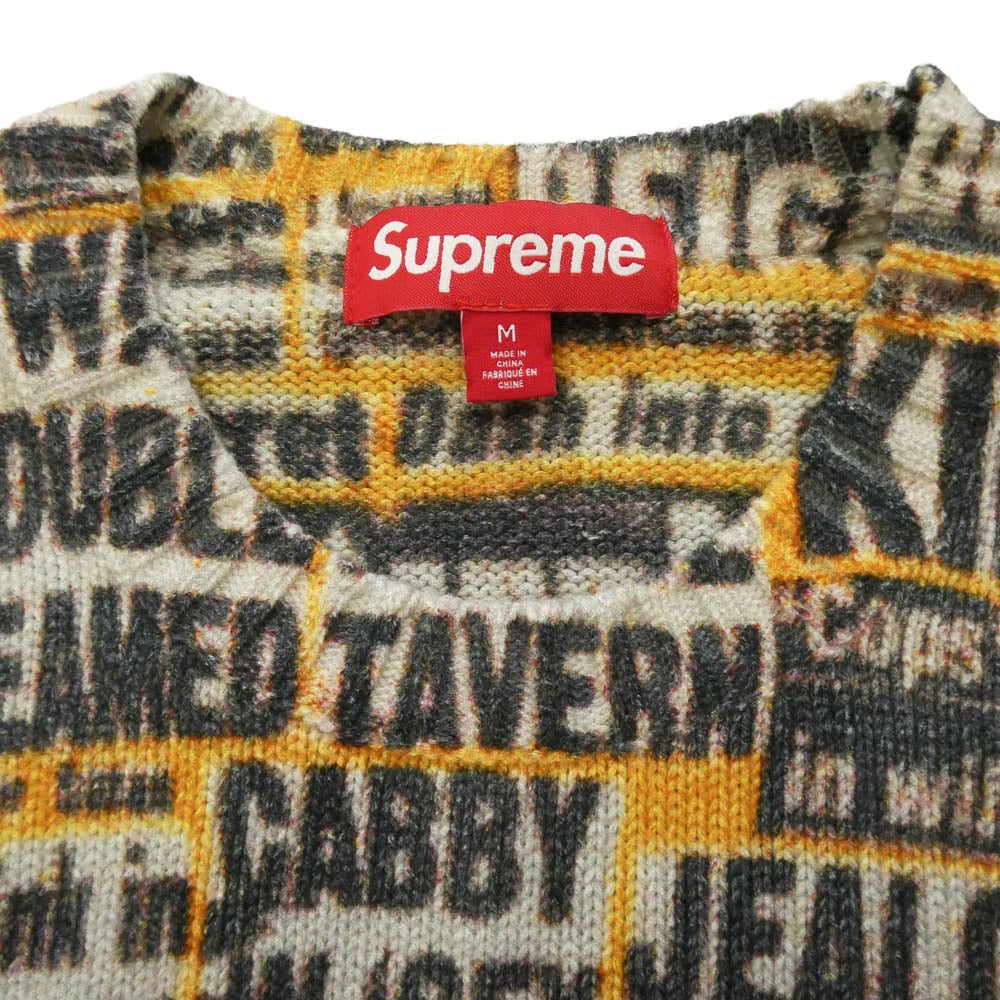 Supreme シュプリーム 25AW × Dash Snow Sweater ダッシュスノウ クルーネック 長袖 ニット セーター Mサイズ イエロー系 マルチカラー系 M【極上美品】【中古】