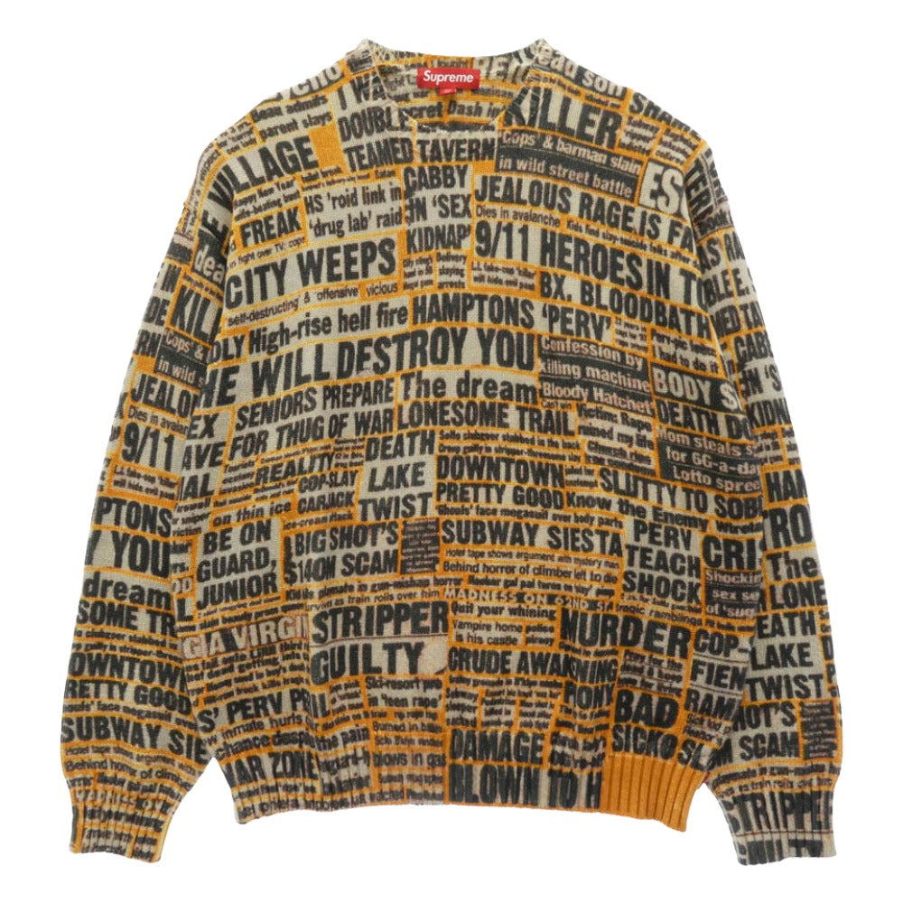 Supreme シュプリーム 25AW × Dash Snow Sweater ダッシュスノウ クルーネック 長袖 ニット セーター Mサイズ イエロー系 マルチカラー系 M【極上美品】【中古】