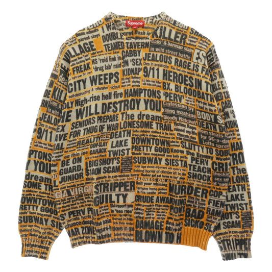 Supreme シュプリーム 25AW × Dash Snow Sweater ダッシュスノウ クルーネック 長袖 ニット セーター Mサイズ イエロー系 マルチカラー系 M【極上美品】【中古】