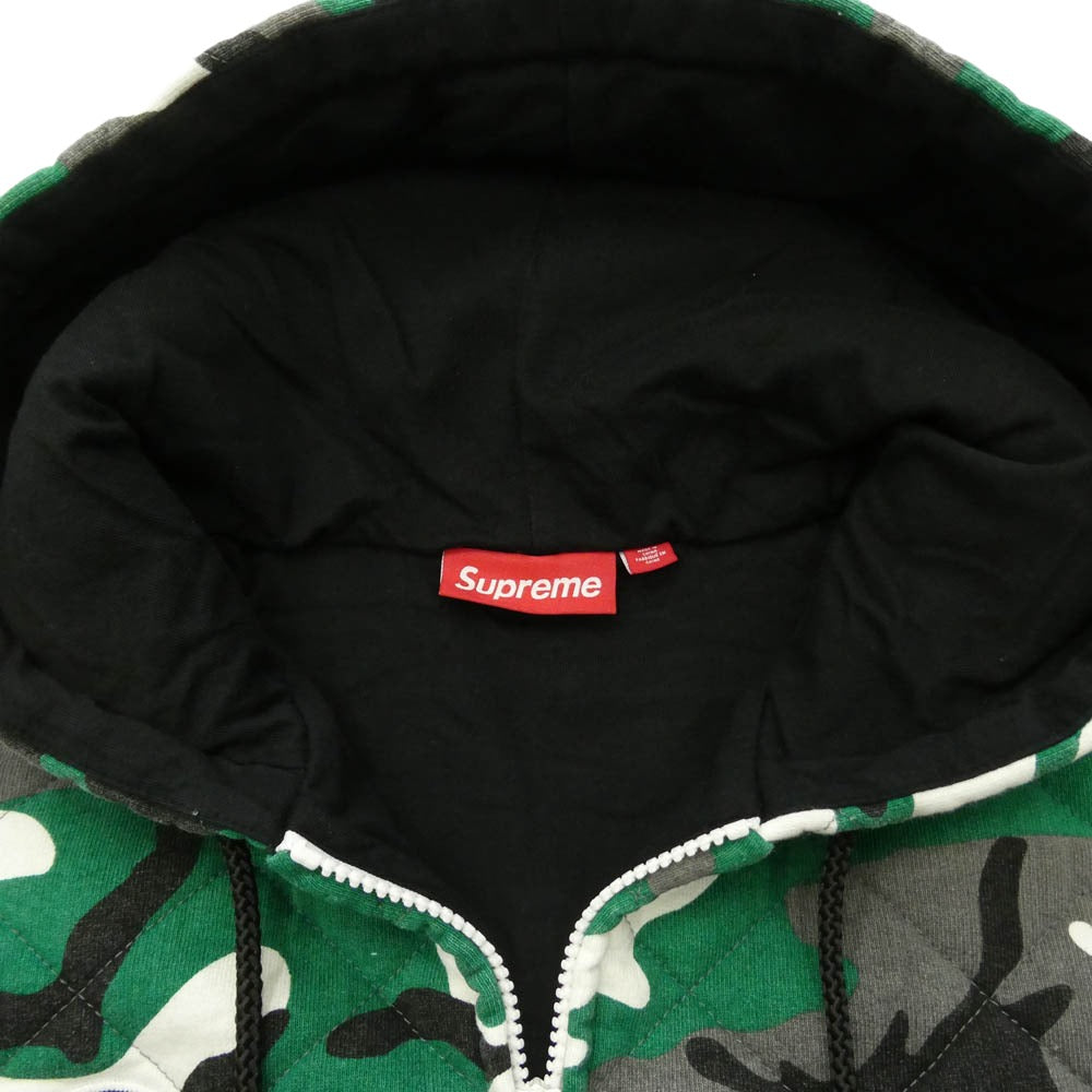 Supreme シュプリーム 25AW Quilted Zip Up Hooded Sweatshirt キルティング ジップアップ フーデッド スウェットシャツ ジップパーカー フーディー グリーン系 マルチカラー系 L【極上美品】【中古】