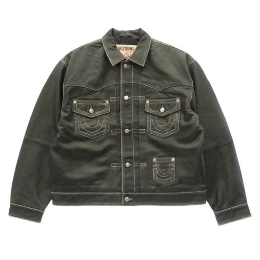 Supreme シュプリーム TRUE RELIGION トゥルーレリジョン 25AW × True Religion Leather Trucker Jacket トゥルーレリジョン レザー トラッカー ジャケット ブラック系 L【極上美品】【中古】
