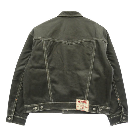 Supreme シュプリーム TRUE RELIGION トゥルーレリジョン 25AW × True Religion Leather Trucker Jacket トゥルーレリジョン レザー トラッカー ジャケット ブラック系 L【極上美品】【中古】