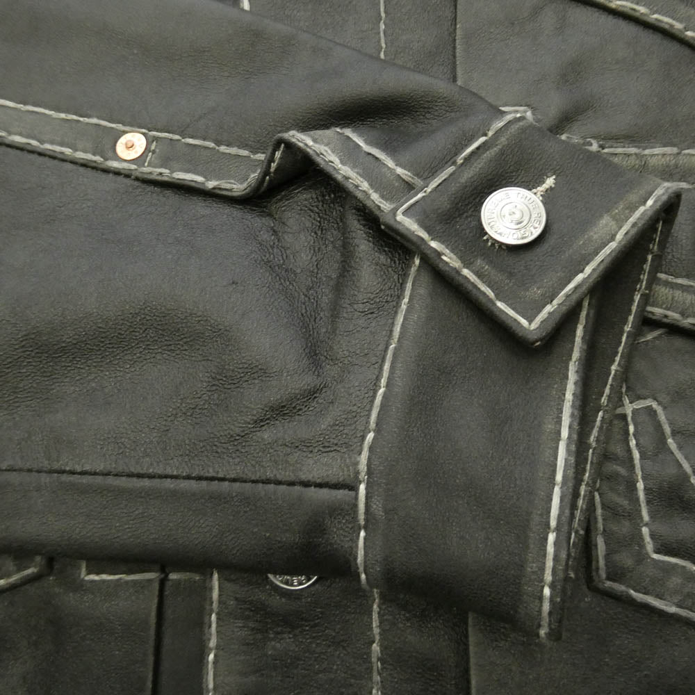 Supreme シュプリーム TRUE RELIGION トゥルーレリジョン 25AW × True Religion Leather Trucker Jacket トゥルーレリジョン レザー トラッカー ジャケット ブラック系 L【極上美品】【中古】