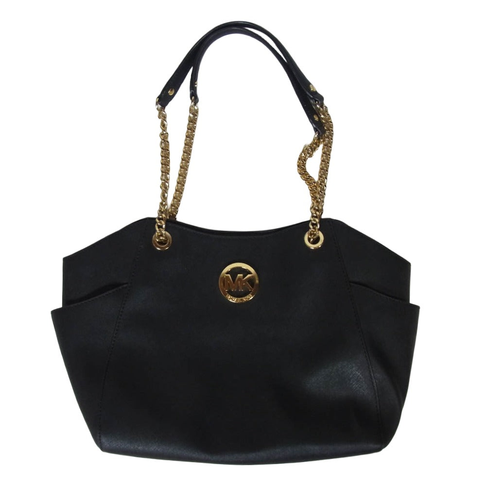 Michael Kors マイケルコース 35T5GTVT3L JET SET TRAVEL ジェットセットトラベル チェーンハンドル レザー トート バッグ ブラック系【中古】
