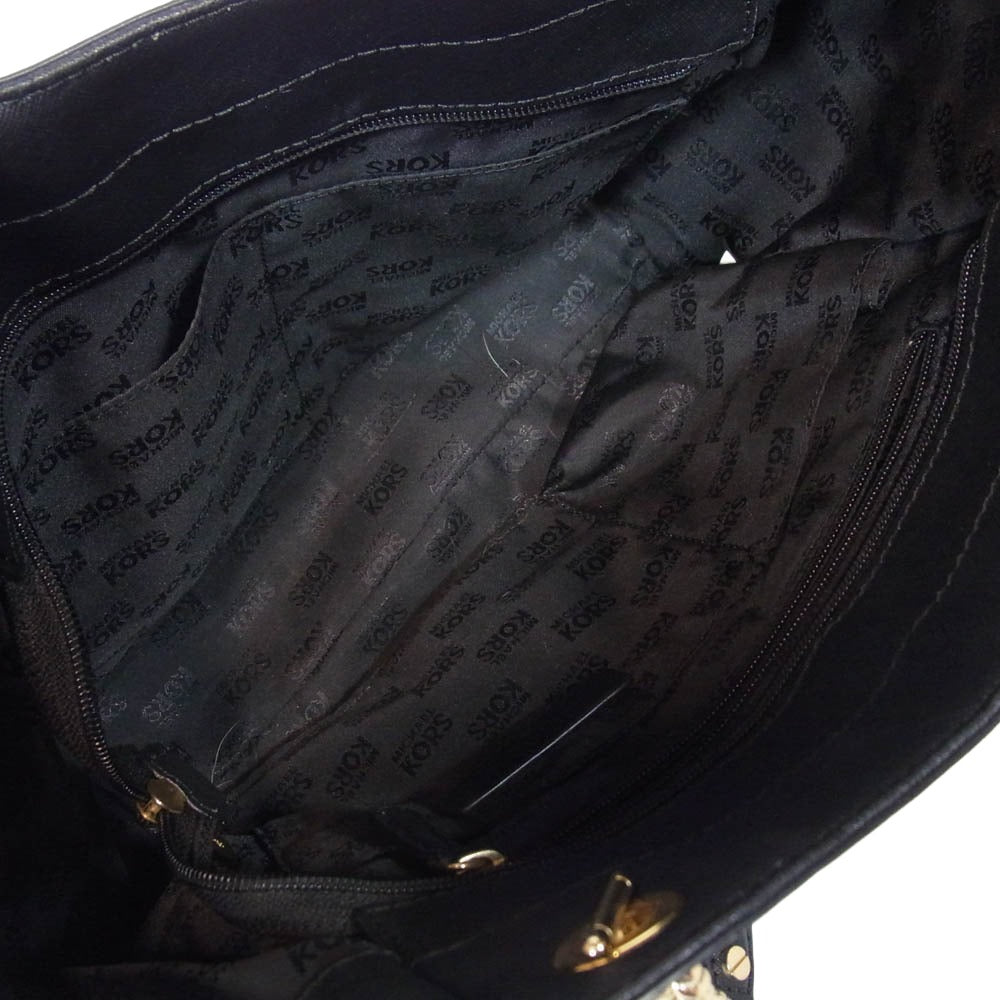 Michael Kors マイケルコース 35T5GTVT3L JET SET TRAVEL ジェットセットトラベル チェーンハンドル レザー トート バッグ ブラック系【中古】