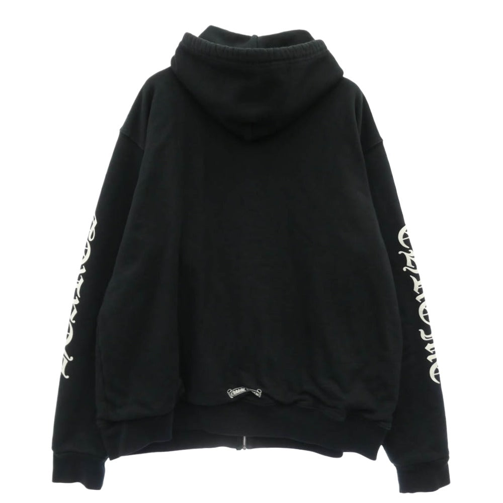 CHROME HEARTS クロムハーツ（原本無） THRML HD ZIP 裏地サーマル 袖ロゴ ダガージップアップ フーディー パーカー ブラック系 XL【中古】