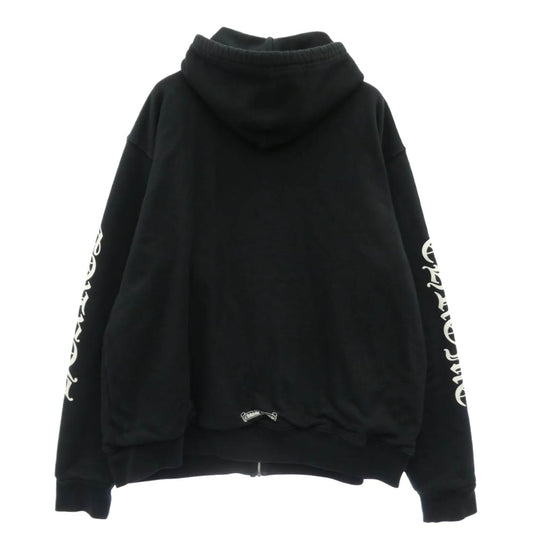 CHROME HEARTS クロムハーツ（原本無） THRML HD ZIP 裏地サーマル 袖ロゴ ダガージップアップ フーディー パーカー ブラック系 XL【中古】