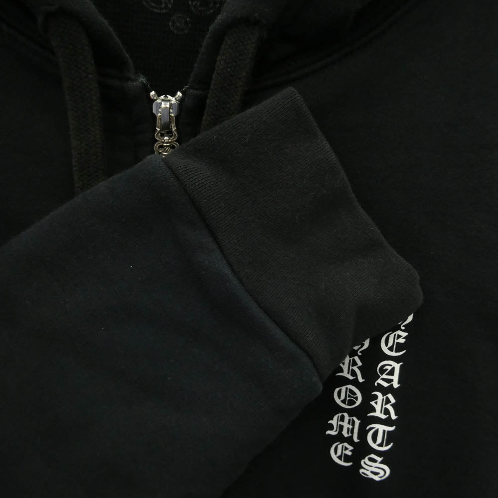 CHROME HEARTS クロムハーツ（原本無） THRML HD ZIP 裏地サーマル 袖ロゴ ダガージップアップ フーディー パーカー ブラック系 XL【中古】