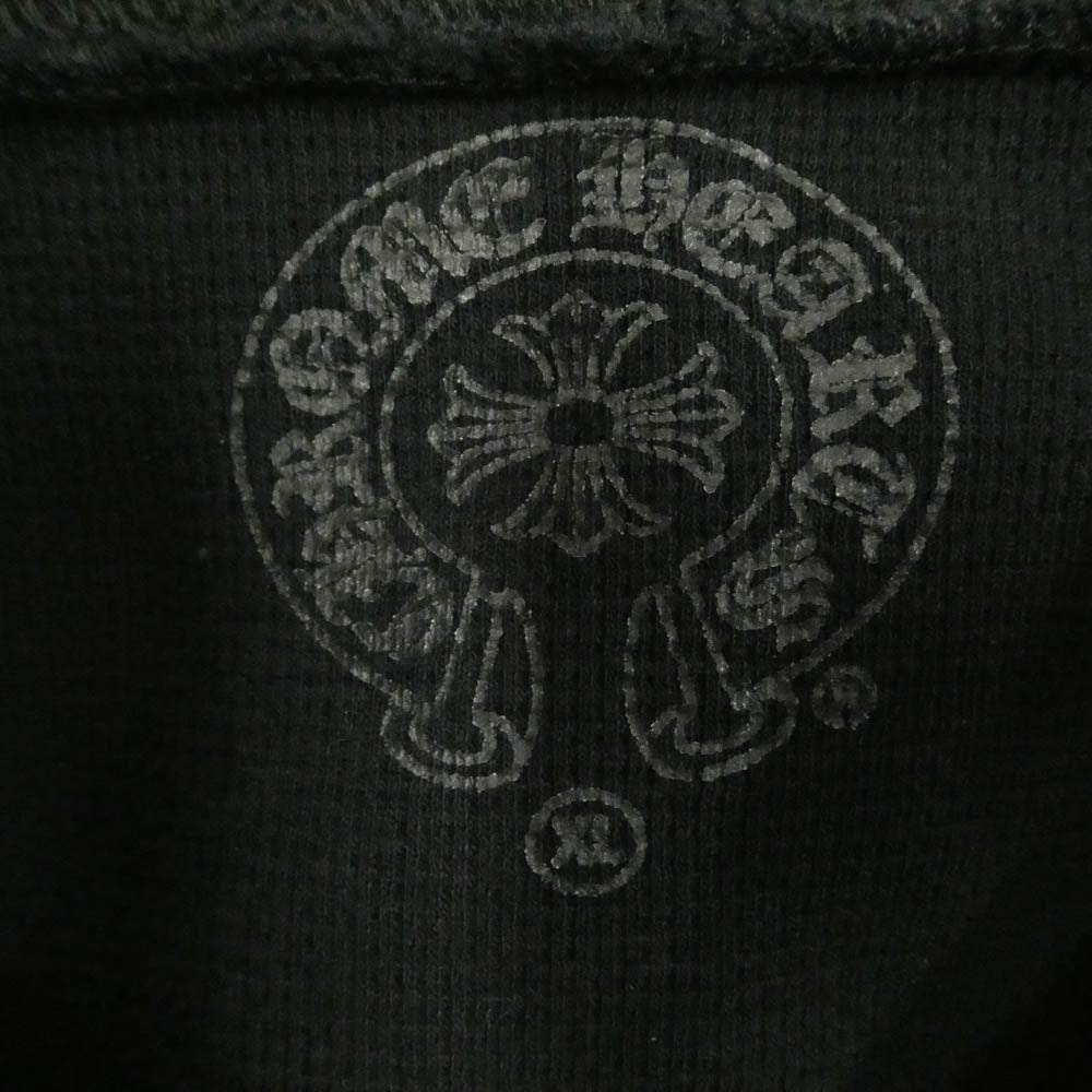 CHROME HEARTS クロムハーツ（原本無） THRML HD ZIP 裏地サーマル 袖ロゴ ダガージップアップ フーディー パーカー ブラック系 XL【中古】