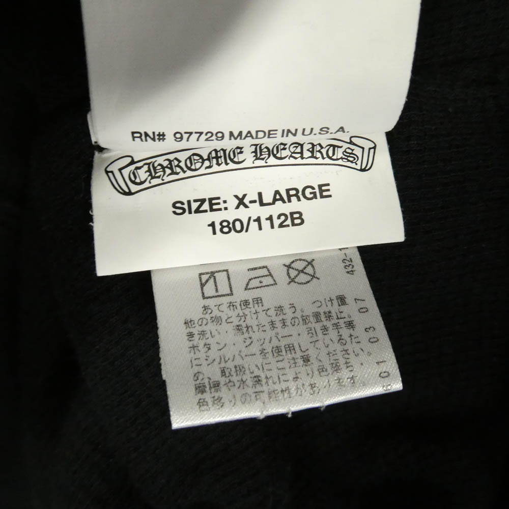 CHROME HEARTS クロムハーツ（原本無） THRML HD ZIP 裏地サーマル 袖ロゴ ダガージップアップ フーディー パーカー ブラック系 XL【中古】