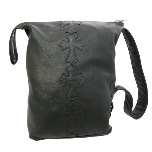 CHROME HEARTS クロムハーツ（原本無） LELO SM レロ セメタリークロスパッチ レザーショルダー バッグ ブラック系【中古】