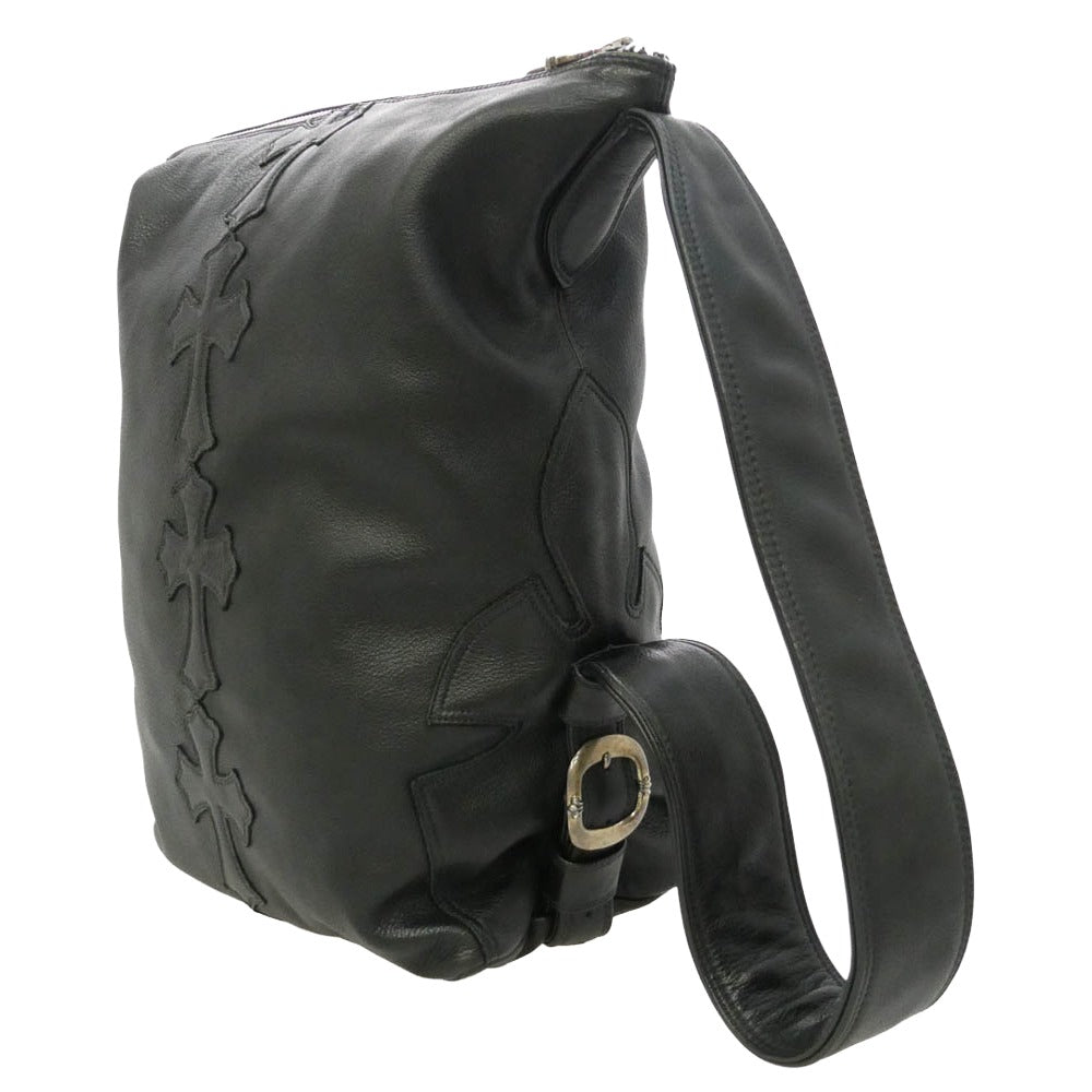 CHROME HEARTS クロムハーツ（原本無） LELO SM レロ セメタリークロスパッチ レザーショルダー バッグ ブラック系【中古】
