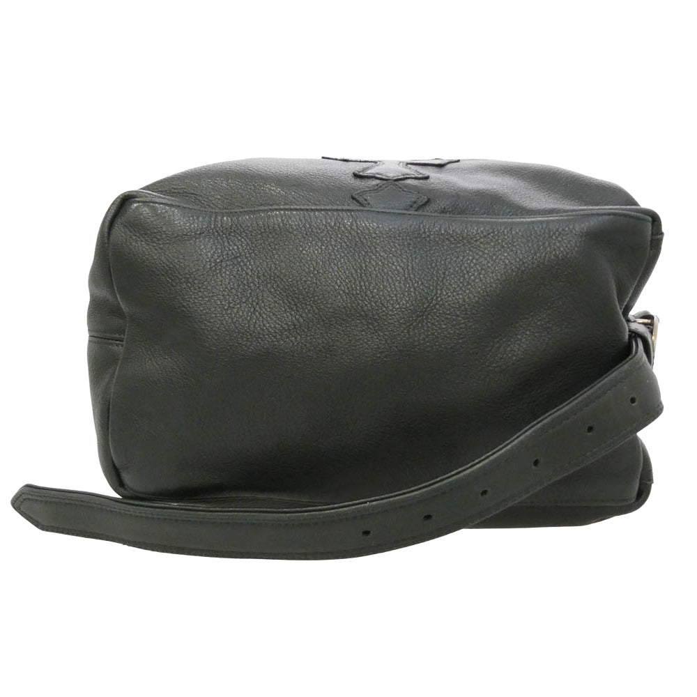 CHROME HEARTS クロムハーツ（原本無） LELO SM レロ セメタリークロスパッチ レザーショルダー バッグ ブラック系【中古】