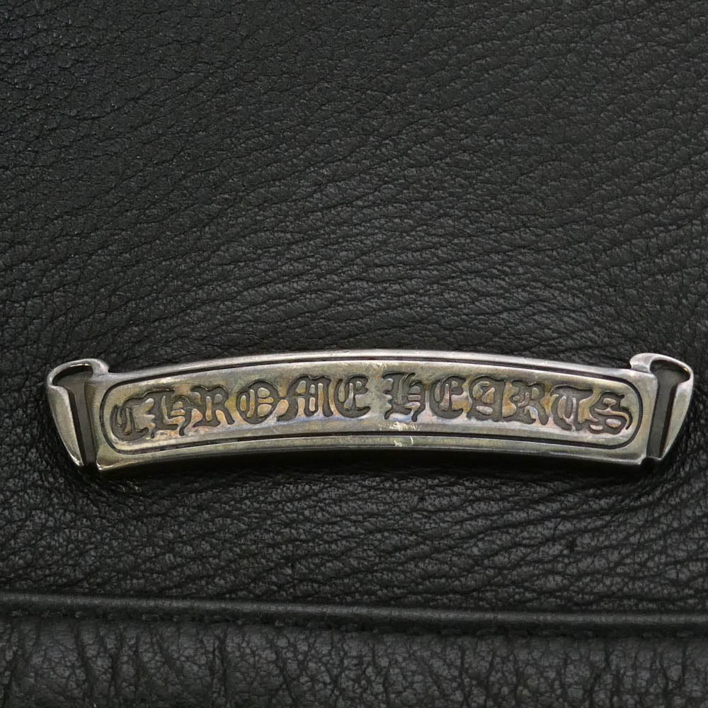 CHROME HEARTS クロムハーツ（原本無） LELO SM レロ セメタリークロスパッチ レザーショルダー バッグ ブラック系【中古】