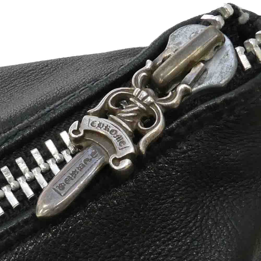 CHROME HEARTS クロムハーツ（原本無） LELO SM レロ セメタリークロスパッチ レザーショルダー バッグ ブラック系【中古】