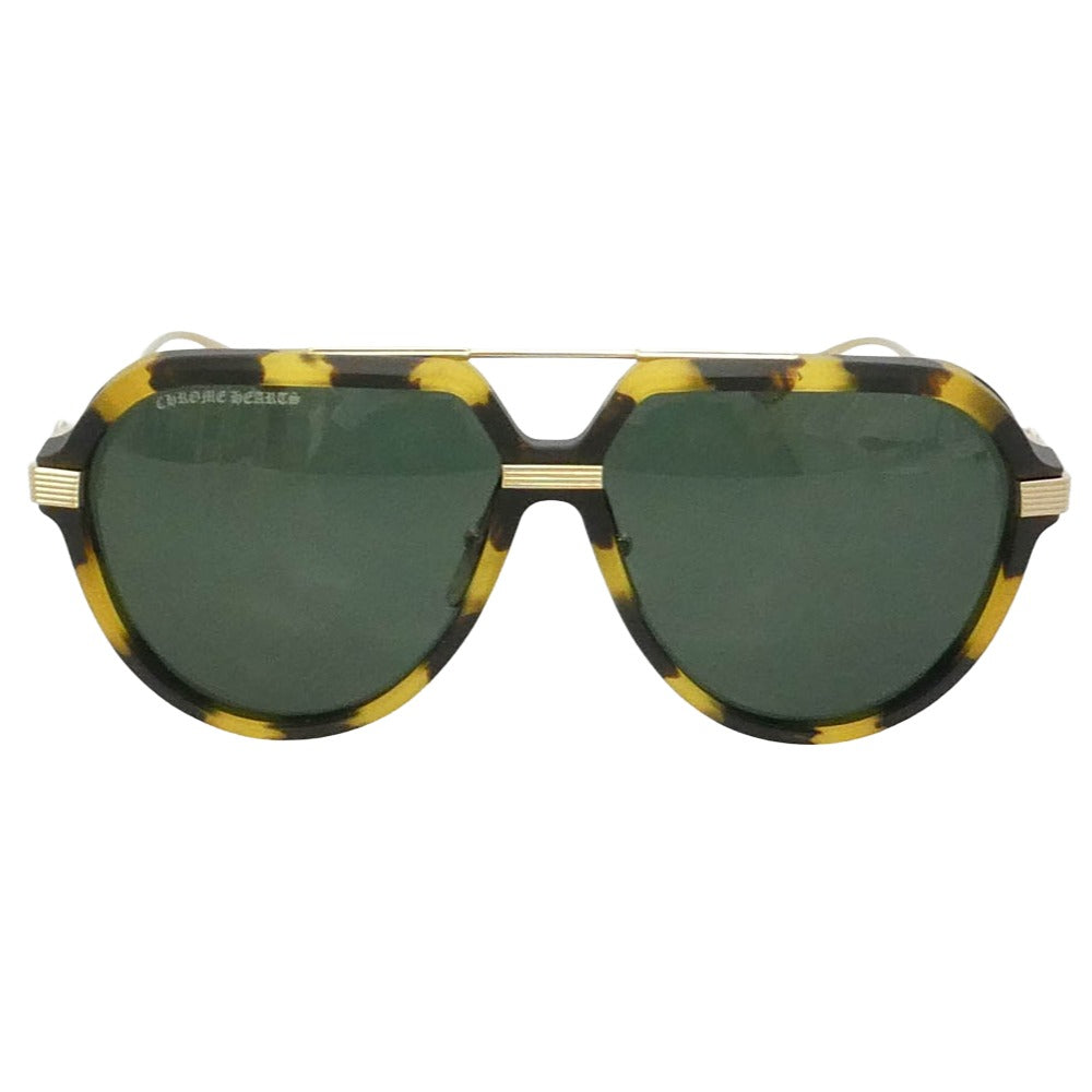 CHROME HEARTS クロムハーツ（原本無） HUGH JAYNUS ティアドロップ サングラス アイウェア ブラック系 イエロー系 60□12-140【美品】【中古】