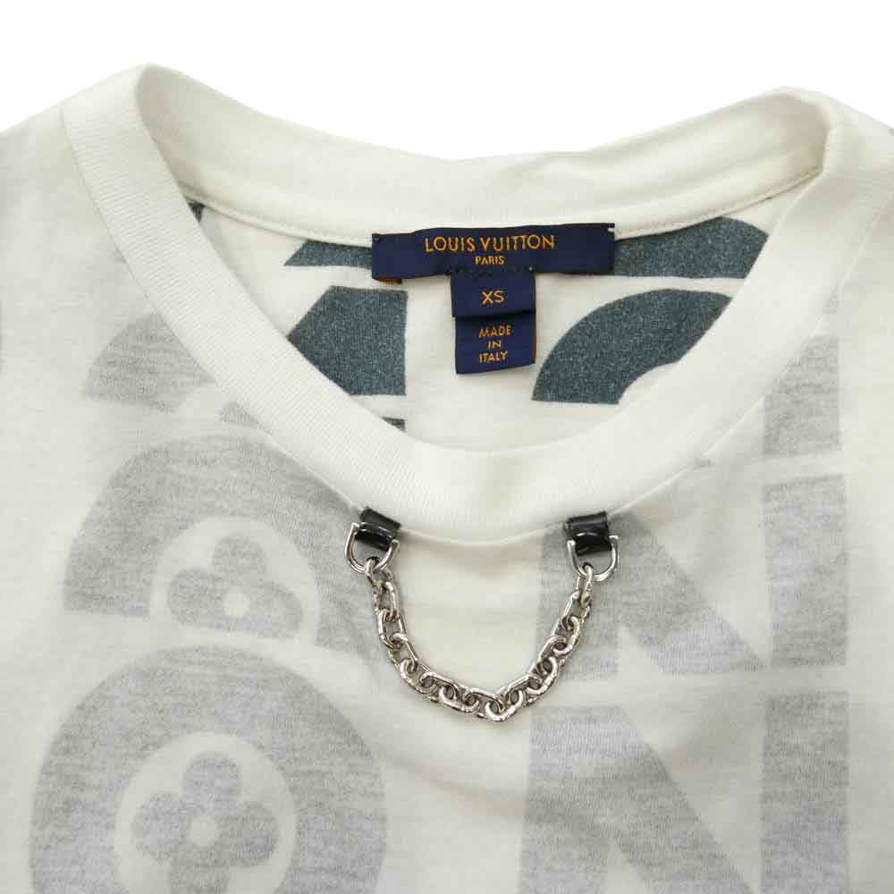 LOUIS VUITTON ルイ・ヴィトン 21SS RW211W ZQU FKTS13 リバース シグネチャー チェーンデザイン Tシャツ 半袖カットソー ホワイト系 グレー系 XS【中古】