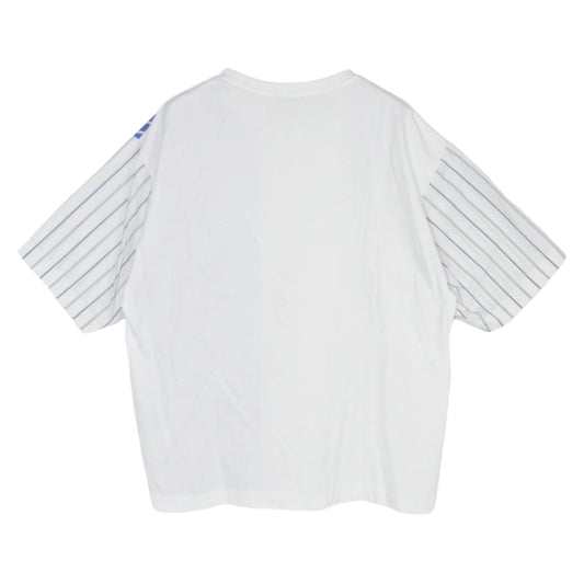 TOMORROWLAND トゥモローランド 24SS 63-11-42-11108 コットン ストライプ デザイン 半袖 Tシャツ ホワイト系 L【中古】