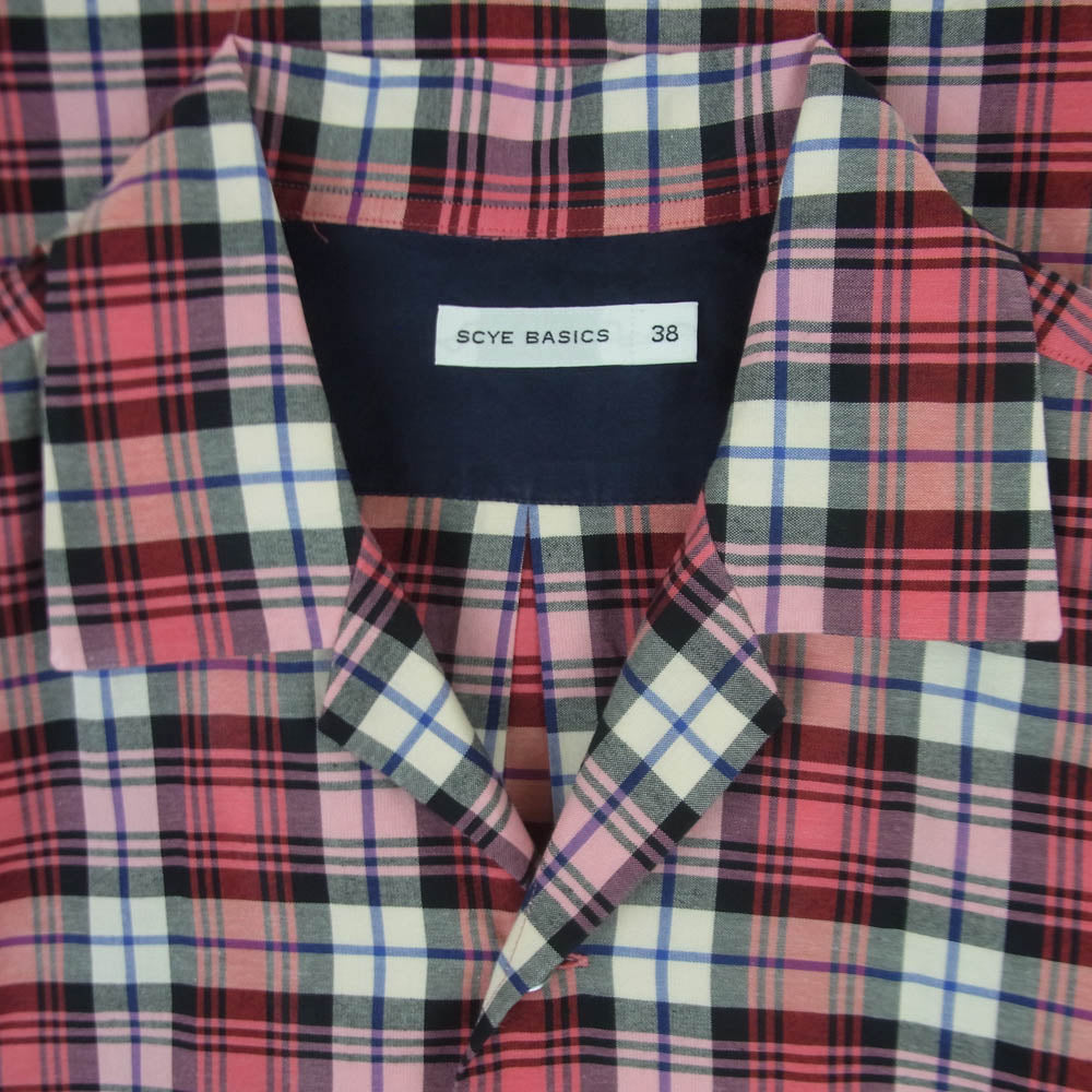 サイベーシックス 20SS 5120-31508 PLAID COTTON OXFORD CAMP COLLAR SHIRT コットン オックスフォード キャンプ オープンカラー 半袖 シャツ ピンク系 38【中古】
