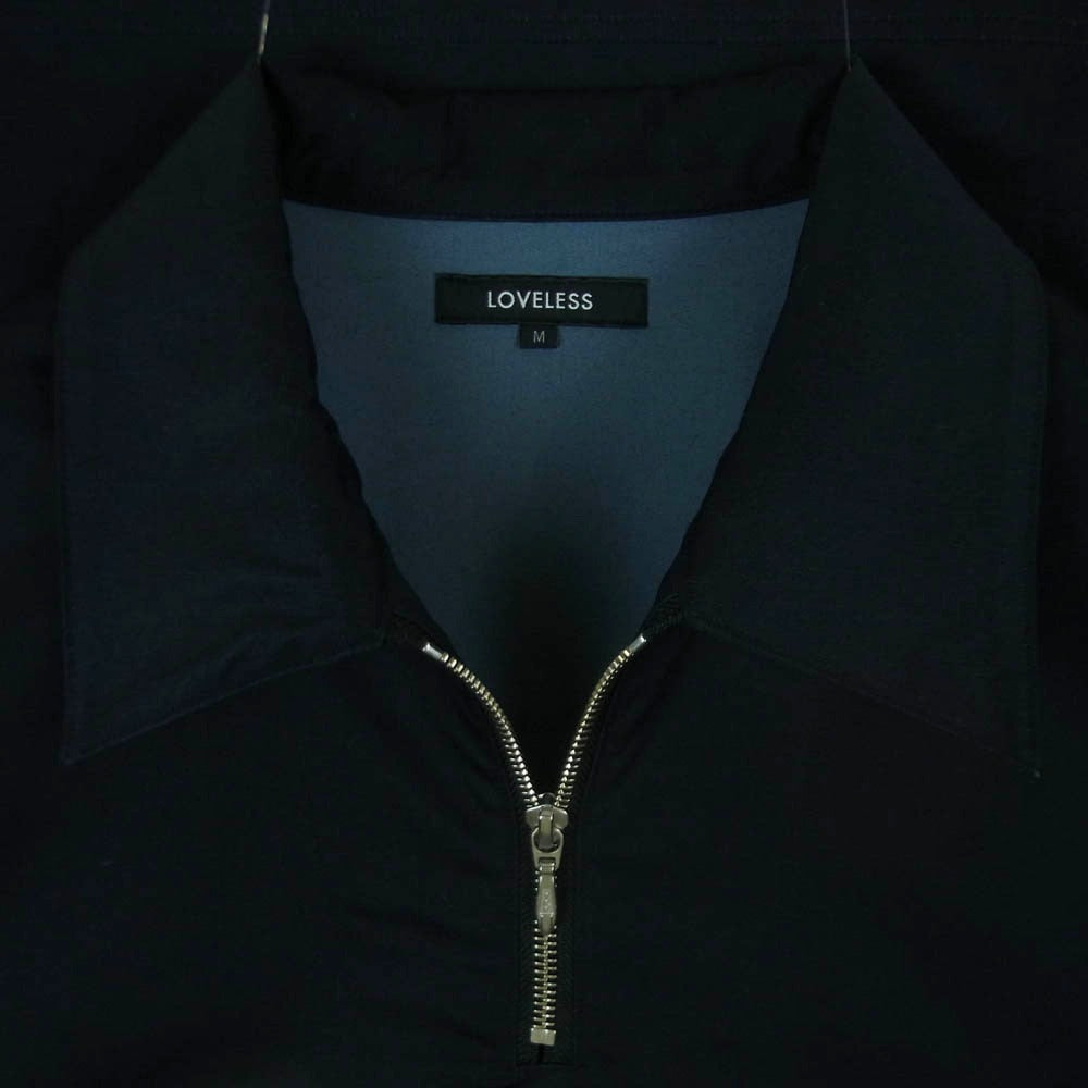LOVELESS ラブレス 61P03-572-28 シャンブレー サテン ハーフジップ ポロ シャツ 半袖 ダークネイビー系 M【美品】【中古】