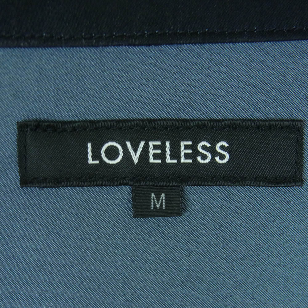 LOVELESS ラブレス 61P03-572-28 シャンブレー サテン ハーフジップ ポロ シャツ 半袖 ダークネイビー系 M【美品】【中古】